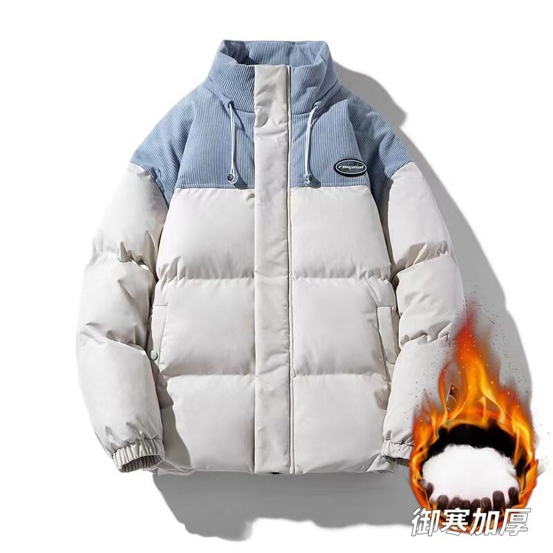2024 модная Корейская Рабочая парка, Мужская Флисовая Куртка, уличная одежда, однотонные теплые акварельные утепленные куртки для мужчин