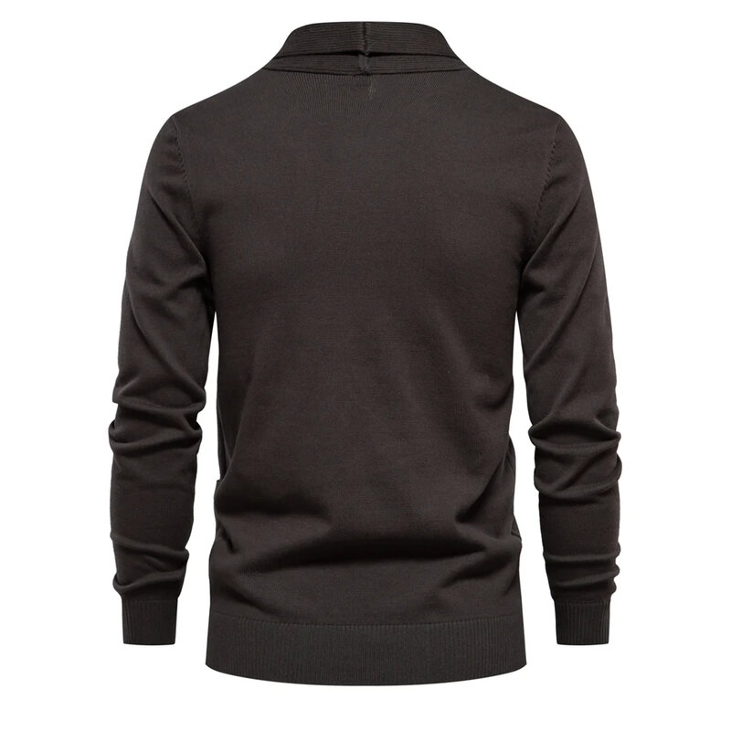 Y2K-cárdigan de algodón para hombre, suéter de punto de Color sólido, chaquetas con cuello vuelto, moda, invierno, nuevo