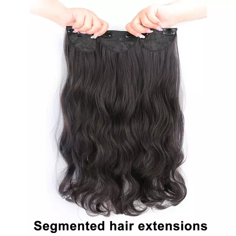 Syntetyczne kręcone 3 sztuk/zestaw przedłużanie włosów odporne na wysoką temperaturę włókno czarno-brązowe włosy