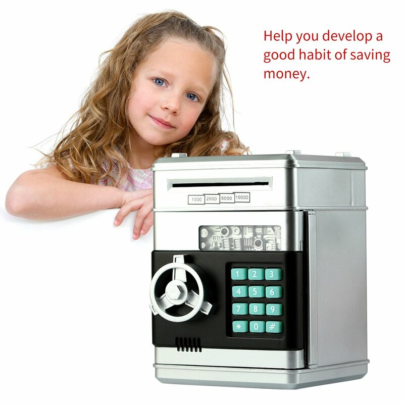 Elektroniczna skarbonka z motywem skarbonka dla dzieci Mini bankomat z hasłem monety z oszczędnościami na pieniądze inteligentne zabawki głosowe