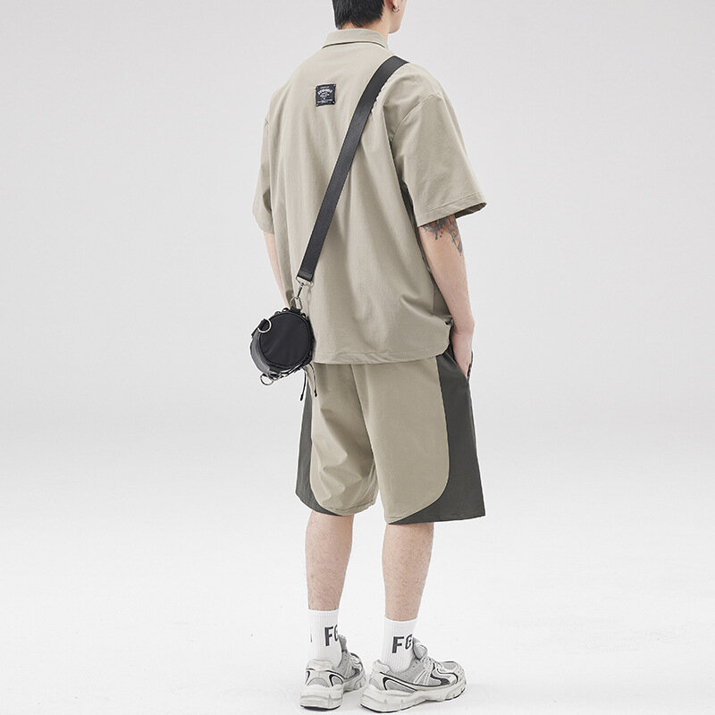 Ensembles de vêtements de travail de style japonais pour jeunes hommes, t-shirts à manches courtes, polos d'été, shorts pour garçons, vêtements de plein air décontractés respirants de qualité