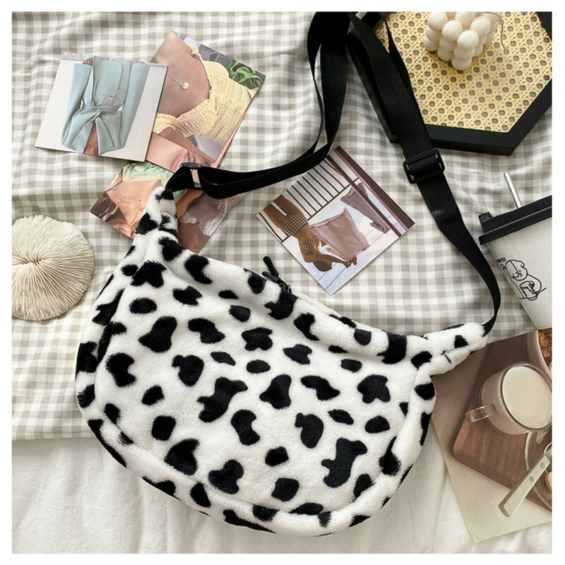 Bolsos de mano con patrón de vaca para mujer, bolso de hombro informal de gran capacidad, bolsos de mensajero femeninos de moda Simple