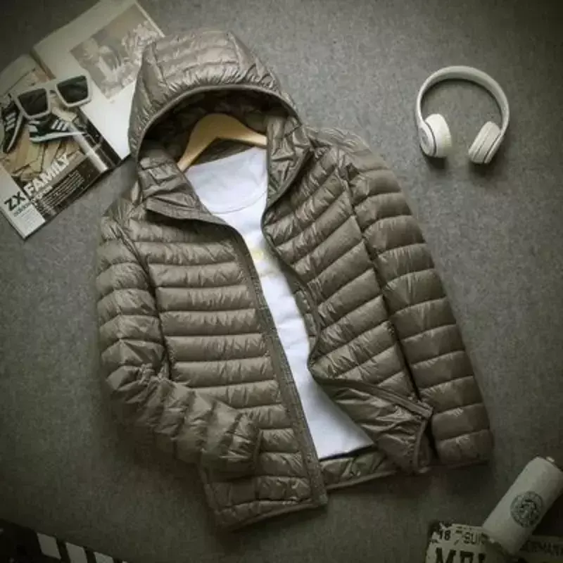 Мужская модная короткая тонкая куртка с капюшоном, Осень-зима