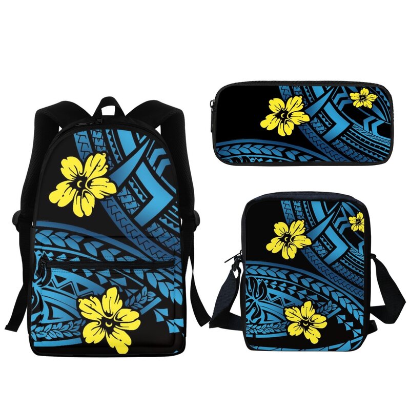 Mochila vintage polinésia com zíper hibisco, mochila escolar de grande capacidade para estudantes, bolsa para computador de viagem feminina, nova moda