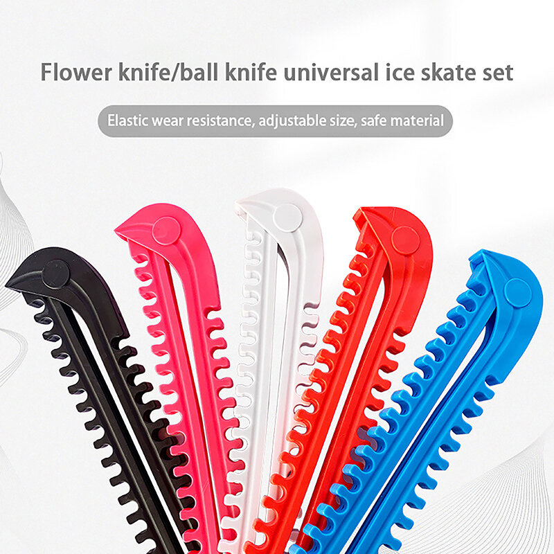 Protector de cuchillas de patinaje para patines de hielo, cubiertas prácticas, funda protectora ajustable, funda de hoja de plástico, 1 par