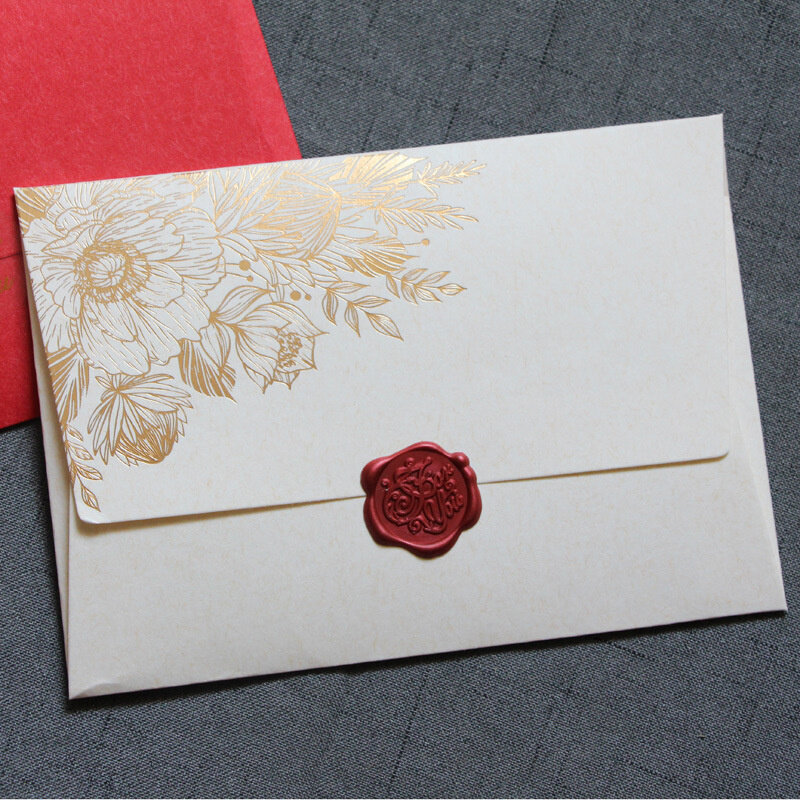 10 pçs/lote Alto Grau Pérola Envelopes De Papel Convites De Casamento Europeia Bronzeamento Padrão Envelope Envelope Presente