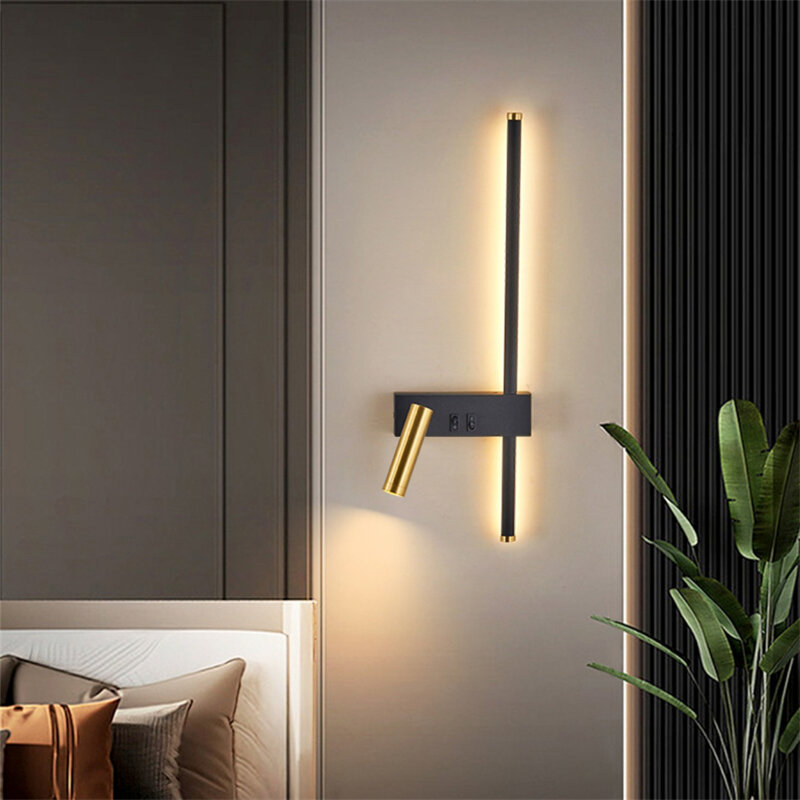 Wall lamp Nordic modern creative led simple living room sofa background wall decorative lamp reading lamp bedroom bedside lamp