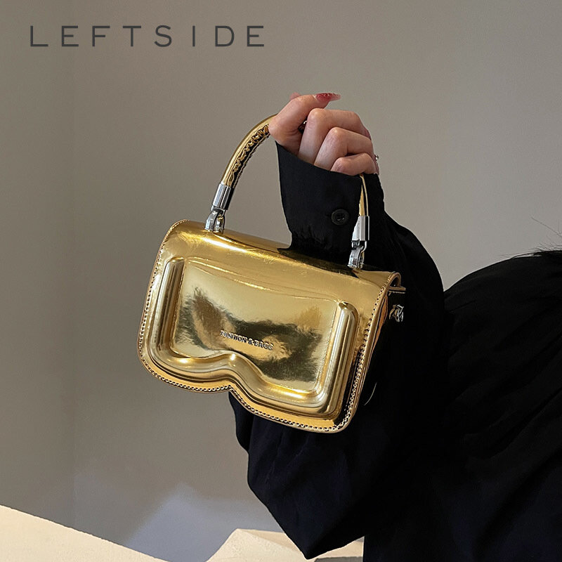 Mini Cute PU Leather Shoulder Bag Lady Silver Handbags and Purses Women 2024 Korean Fashion Solid Color Gold Crossbody Bag
