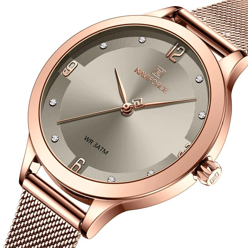 Quartz Horloge Voor Vrouwen Topmerk Mode Luxe Diamanten Wijzerplaat Waterdichte Klok Mesh Strip Vrouwen Horloge Reloj Mujer Nf5023