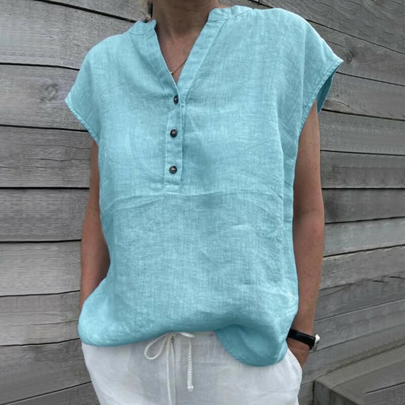 Рубашка женская однотонная свободного покроя, повседневная винтажная блузка в стиле оверсайз, модный элегантный Молодежный топ, лето 2024