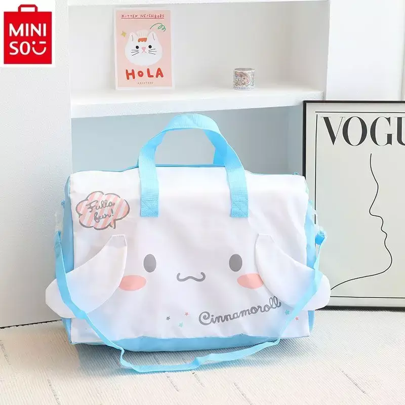 Minio Sanrio Hello Kitty Kuromi กระเป๋าพับได้สำหรับผู้หญิงความจุขนาดใหญ่กระเป๋าเดินทางอเนกประสงค์