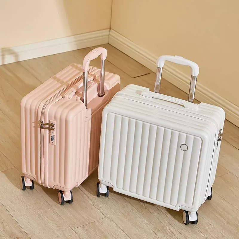 Mini Luggage with Password Leather Suitcase for Women, Universal Wheel, Lightweight, Small Sized Boarding Bag, Trolley, 8"