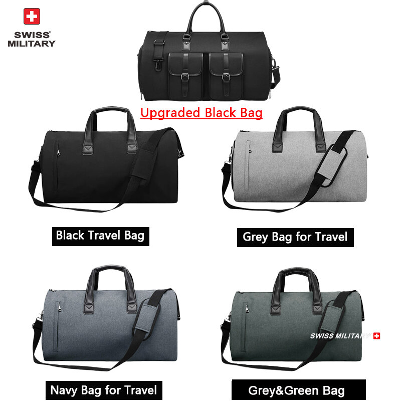 SWISS tas garmen bisnis pria, tas garmen besar multifungsi dapat dilipat dengan tas sepatu, tas bahu, tas Gym