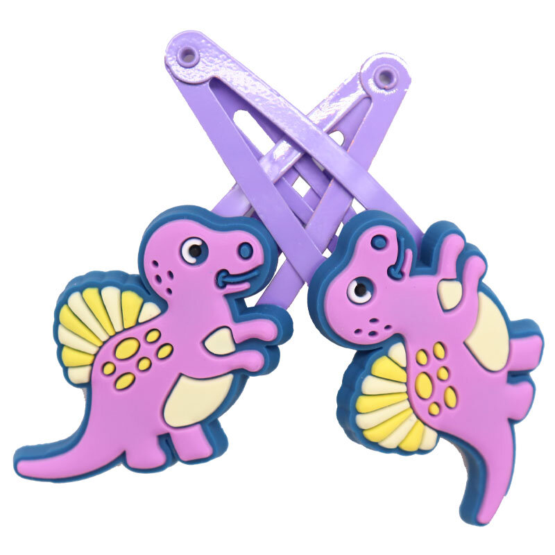 Colorido Dinossauro Animais Hairpins para Crianças, Sweet Barrettes Pins, Clipe de Cabelo, Hairgrip Headwear, Acessórios para Crianças, 2Pcs