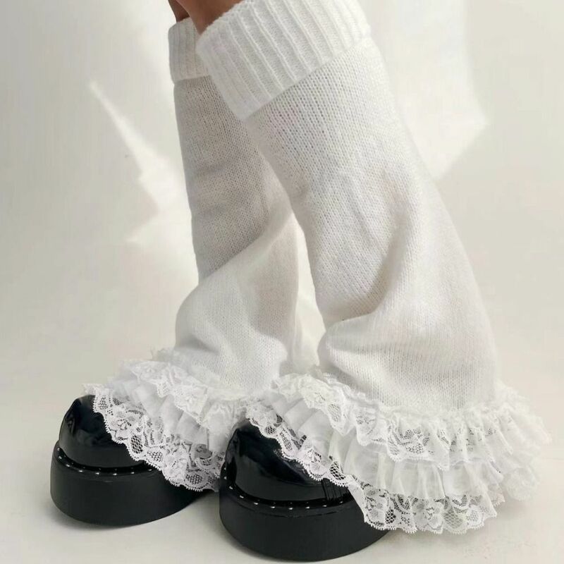 Aquecedores de perna retrô feminino em forma de t, meias Lolita estilo chifre JK, perna de elefante picante menina, nova, outono inverno