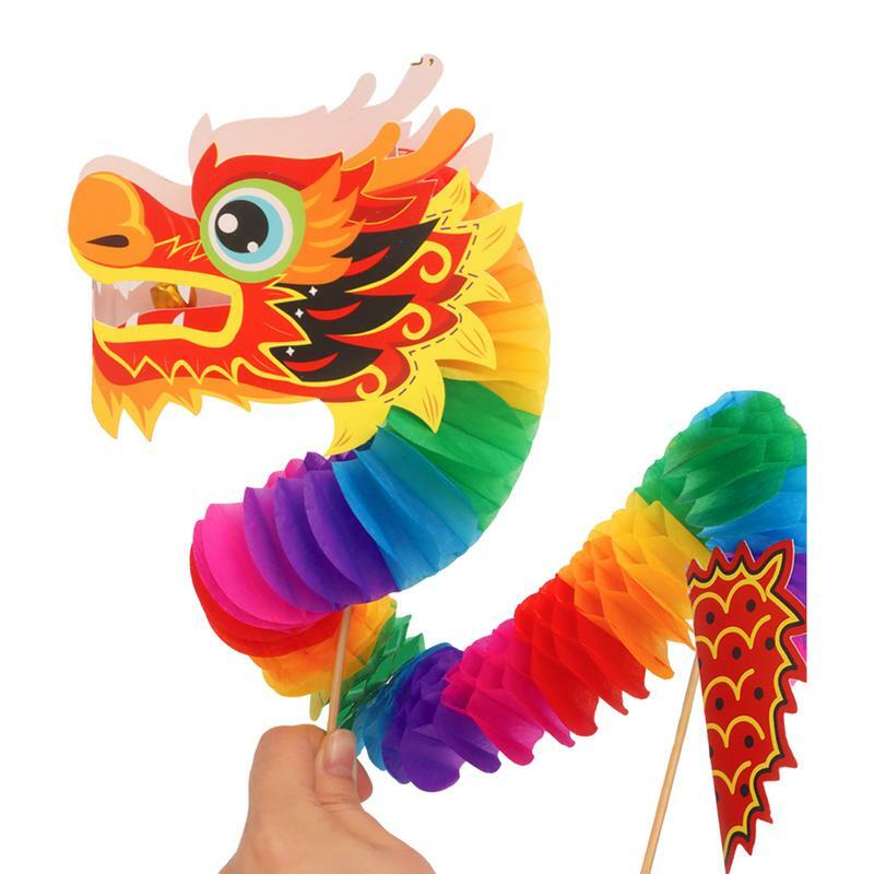 Boneka Naga kertas 3D karangan bunga naga kertas Cina untuk Tahun Baru hadiah Naga Tahun Baru multifungsi Tahun Naga