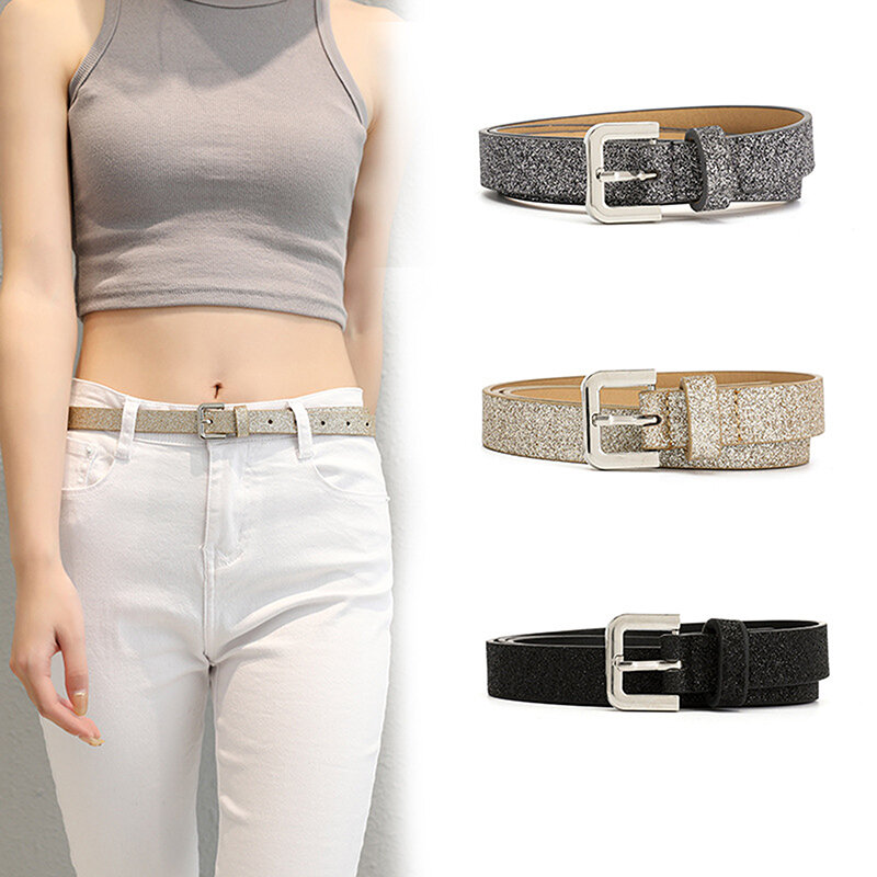 Moda semplice da donna lucido cintura fibbia Patchwork cintura regolabile Chic Streetwear signora femminile cinture 105x1.8cm