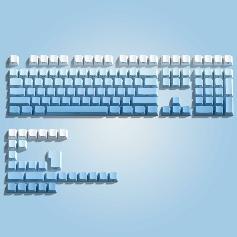 Gradien sisi biru dicetak Keycaps profil Cherry Double Shot PBT Keycaps 136 tombol untuk Cherry Gateron MX switch Keyboard Gamer