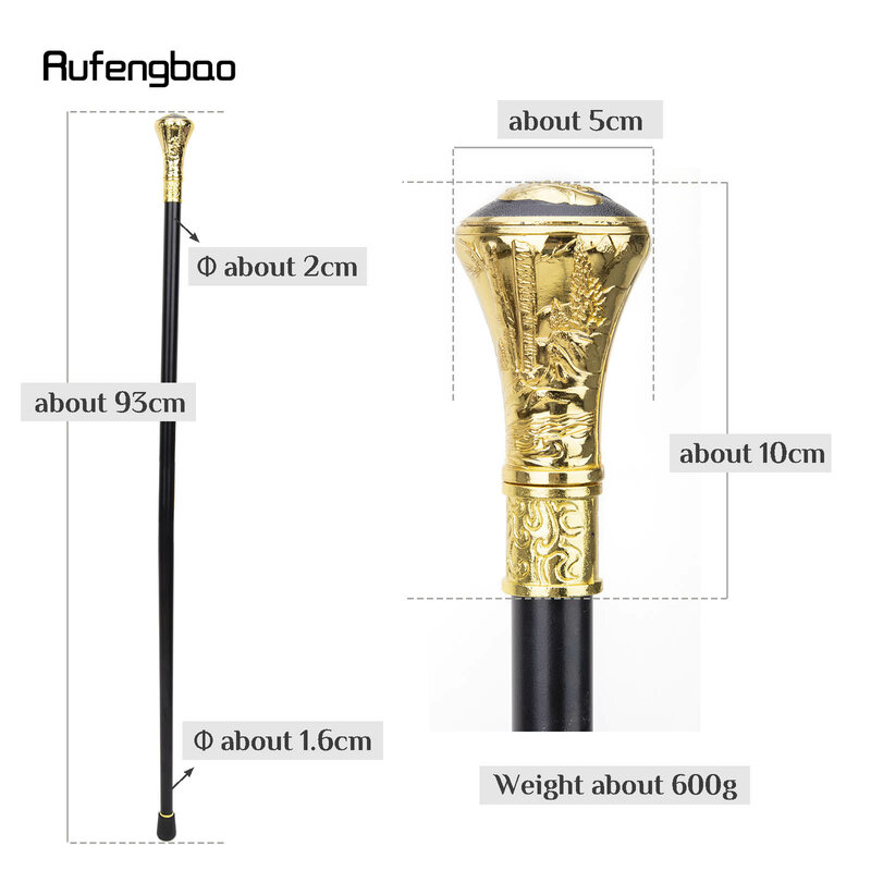 Gold Luxury Roaring Bear Head Single Joint Walking Stick Decorative Cospaly Party Fashionable Cane Halloween Crosier 93cm