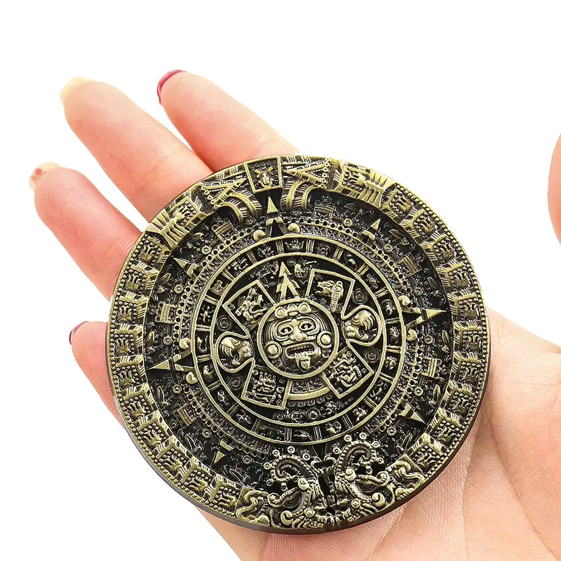 Aztecki kalendarz słoneczny zegar słoneczny cynkowa klamra do paska klamra Olmec piąty bóg słońca majan cywilizacja Retro haczyk skórzane dżinsy rękodzieło