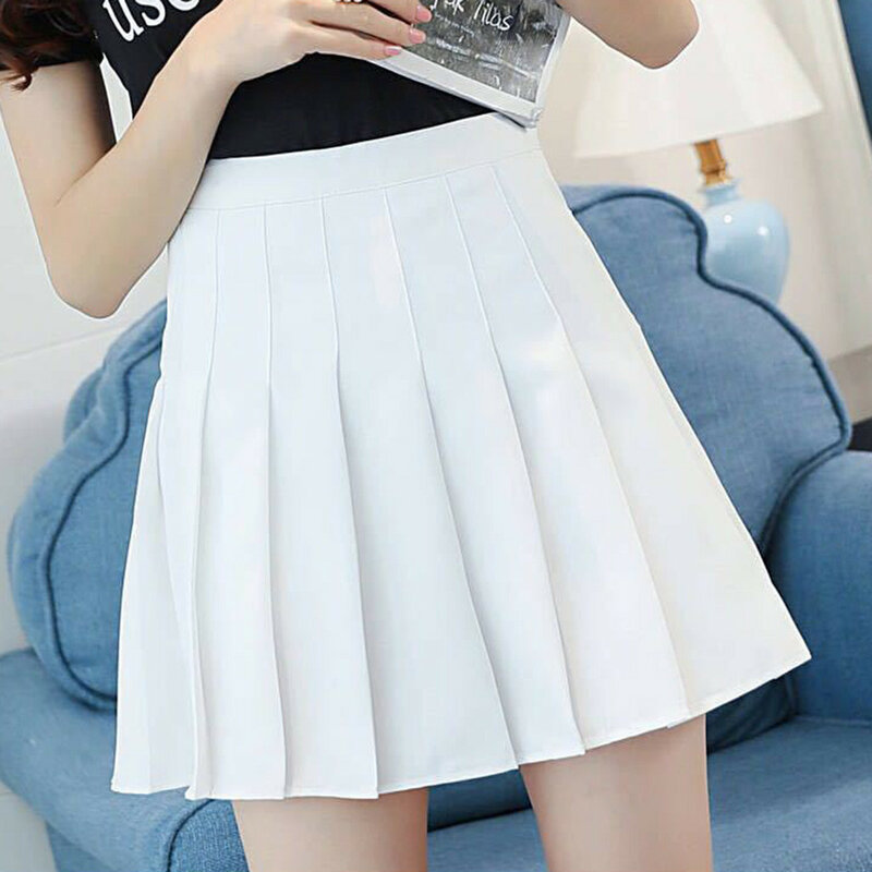Faldas plisadas de cintura alta para mujer, minifaldas Vintage de verano, coreanas, blancas, para estudiantes de tenis y baile