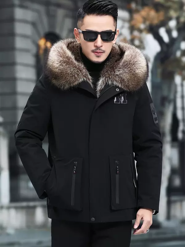 AYUNSUE утепленная меховая Парка мужская одежда зимняя куртка с подкладкой из меха енота теплое меховое пальто короткие мужские пальто и куртки Casaco SGG
