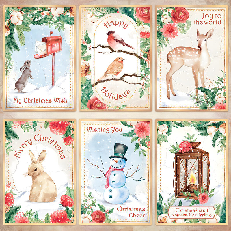 24 قطعة/الحزمة رومانسية عيد الميلاد ملصق لتقوم بها بنفسك الحرفية سجل القصاصات ألبوم غير المرغوب فيه مجلة ملصقات الديكور