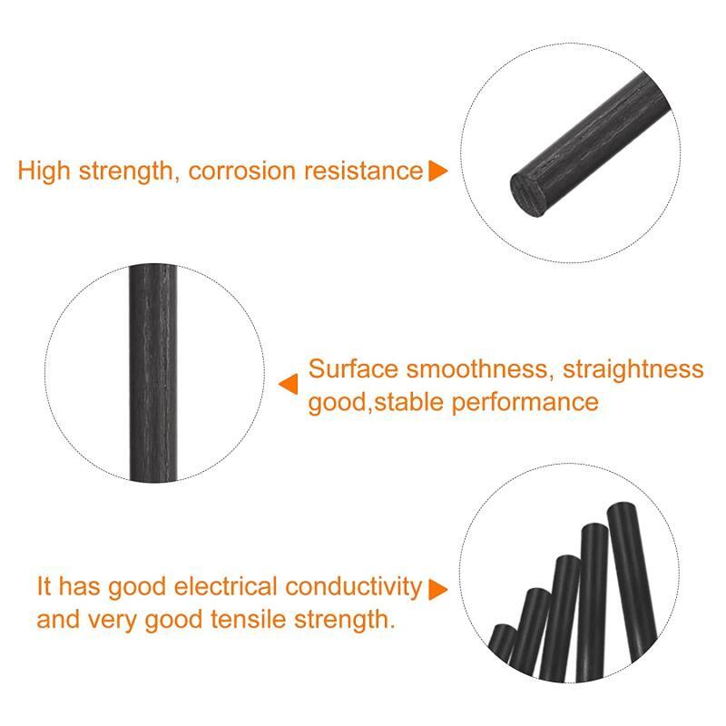 High Strength Lightweight Carbon Fiber Rod, reforço Rod para DIY, sólidos, 1mm, 2mm, 3mm, 4mm, 5mm, 6mm, 7mm, de 8mm a 18mm, 250 a 500mm