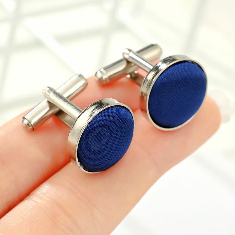 2PCS Solid Color Round Mens Cufflinks French Style Men's Shirt Clip Cuff Links Clothes Buttons Wedding Commercial Accessories