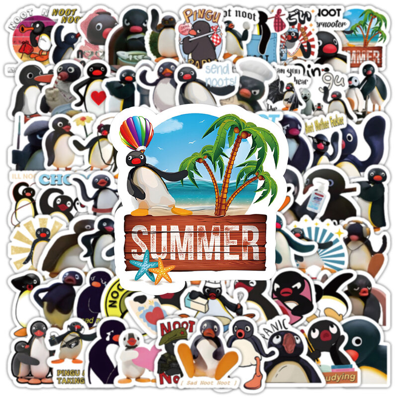 かわいい漫画ペンギン落書きステッカー子供用、DIY荷物文房具、防水カワイイ動物ステッカーパック、10個、30個、50個、100個