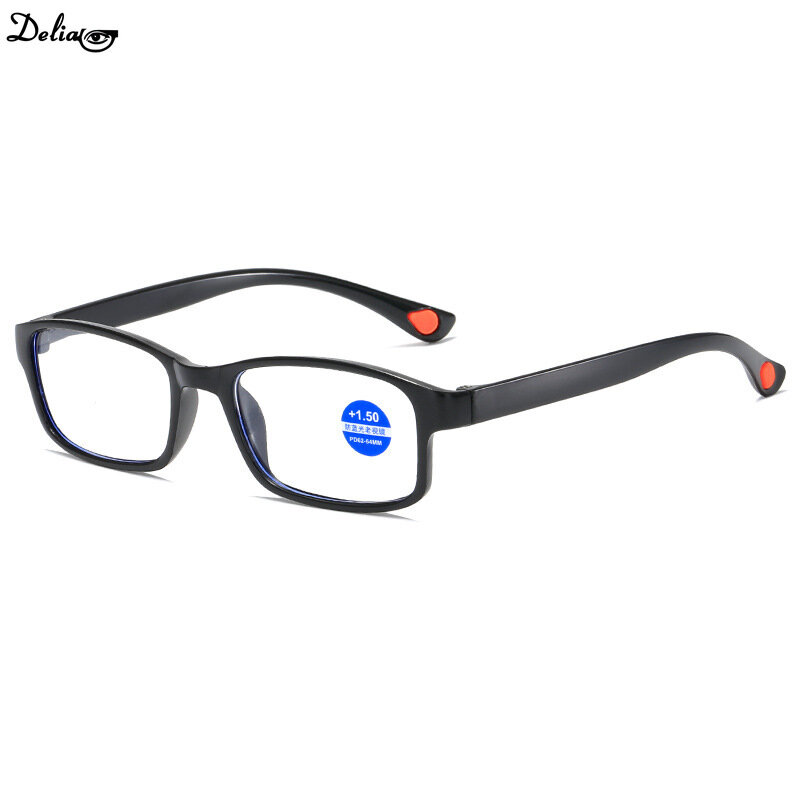 Gafas de lectura con luz azul TR90 para hombre y mujer, lentes de lectura con montura deportiva, antirradiación, a la moda