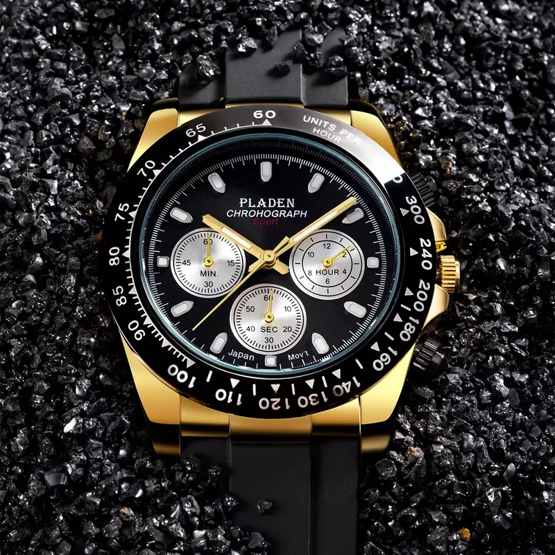 Uhr für Männer Casual Herren Quarz Uhren Chronograph Sport Armbanduhr Mann Business Leuchtende Wasserdichte Gold Relogio Masculino