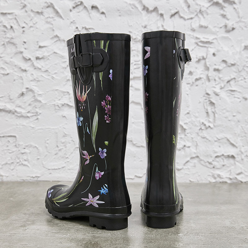 Borracha de alta barril botas de chuva ao ar livre antiderrapante sapatos de água senhoras macias moda botas de borracha à prova dwaterproof água sapatos femininos