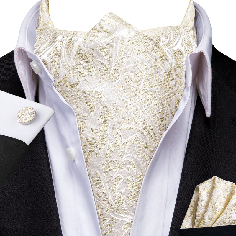 Conjunto de gemelos de seda elegante para hombre, corbata de Ascot, Jacquard Floral, Cachemira, corbata para boda, negocios, baile de graduación, Hi-Tie, 60 colores
