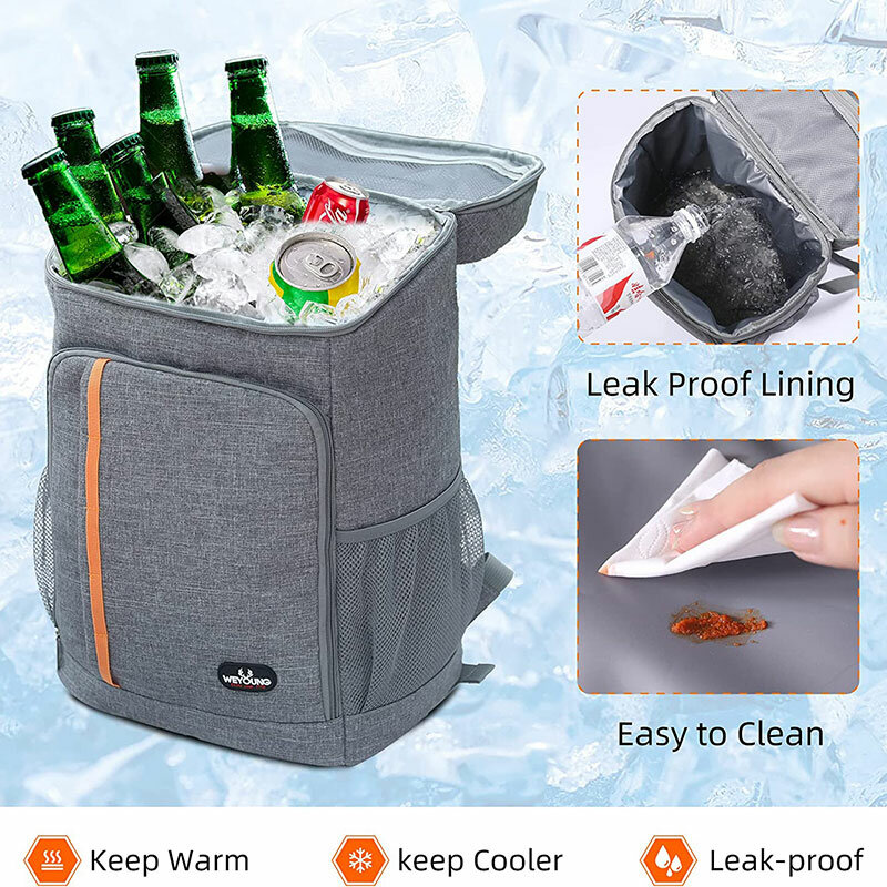 حقيبة ظهر ذات سعة كبيرة وببرودة للتنزهات ، حقيبة حرارية مقاومة للماء سميكة ، حفظ الثلاجة الطازجة ، حقيبة معزولة حراريًا