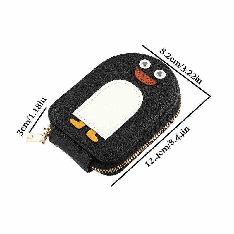 Cartera de piel sintética con diseño de pingüino para mujer, tarjetero portátil con diseño de dibujos animados, ideal para tarjetas de crédito al aire libre, K1S8