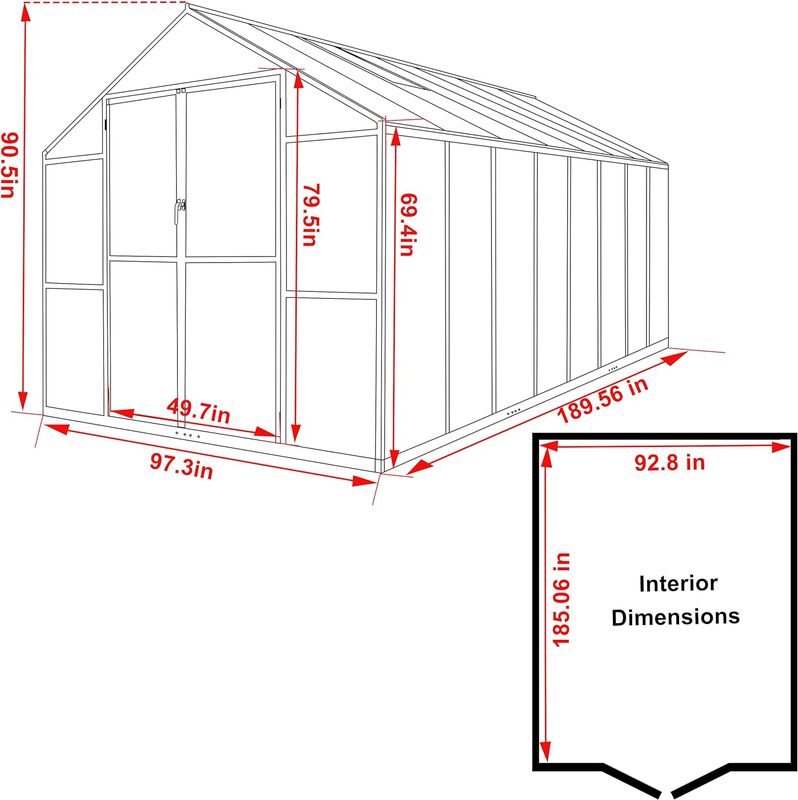 Upgraded Greenhouses for Outdoors with 2 Vents, Lockable Door, Rivet Structure, Heavy Duty, Aluminum Green House for Garden,