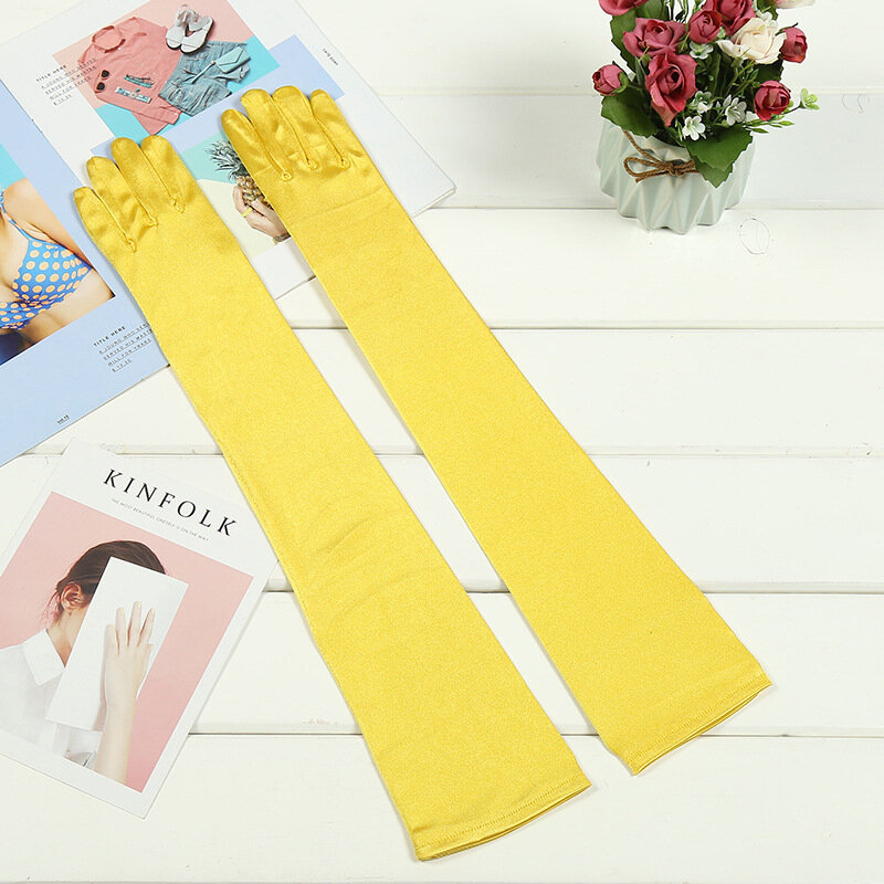 Перчатки Свадебные Длинные, желтые/фиолетовые, ST214