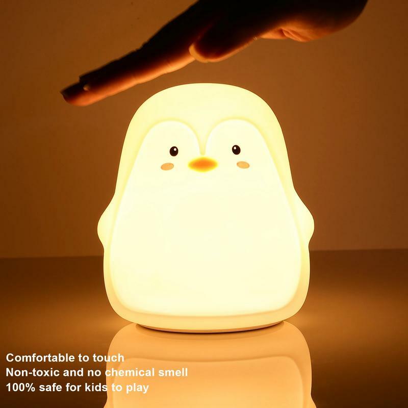Pinguïn Siliconen Nachtlampje Schattige Pinguïn Dierenlamp Aanraken Nachtlampje Zacht Decoratief Meerkleurig Oplaadbaar Bedlampje