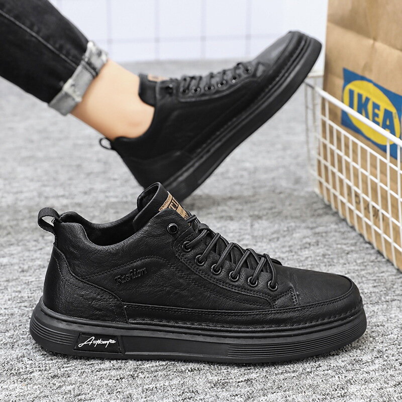 Quality Men Shoes Trend Leather Casual Shoes for Men Walk Flats Shoes Comfort Platform Male Shoe Leather High Man Boots Tenis운동화