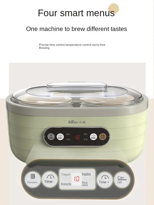 Mesin rumah tangga Yogurt beruang kecil, sepenuhnya otomatis, Multi fungsi mesin anggur nasi biji Nano fermentasi Kimchi