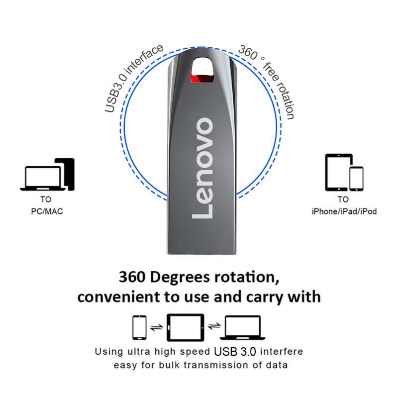 Lenovo-防水USBフラッシュドライブ,高速金属ペンドライブ,テラバイトGB,3.0 GB,テラバイトGB,512GB