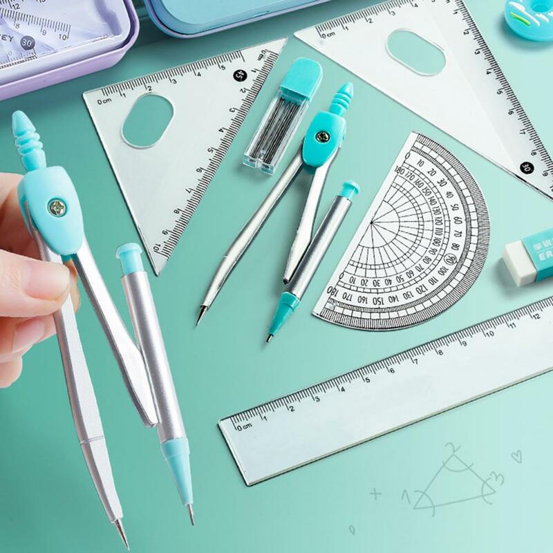 7Pcs/Set Ruler Compass Student Rulers Protractor Drawing Compass Stationery Rulers Mathematical Compass School Supplies
