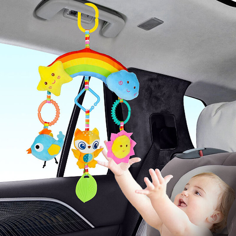 Baby hängen Spielzeug für Kinder bett Kinderwagen Autos itz weichen Plüsch Stofftiere Spielzeug Baby Beißring rasselt Neugeborene sensorische Spielzeuge für Babys