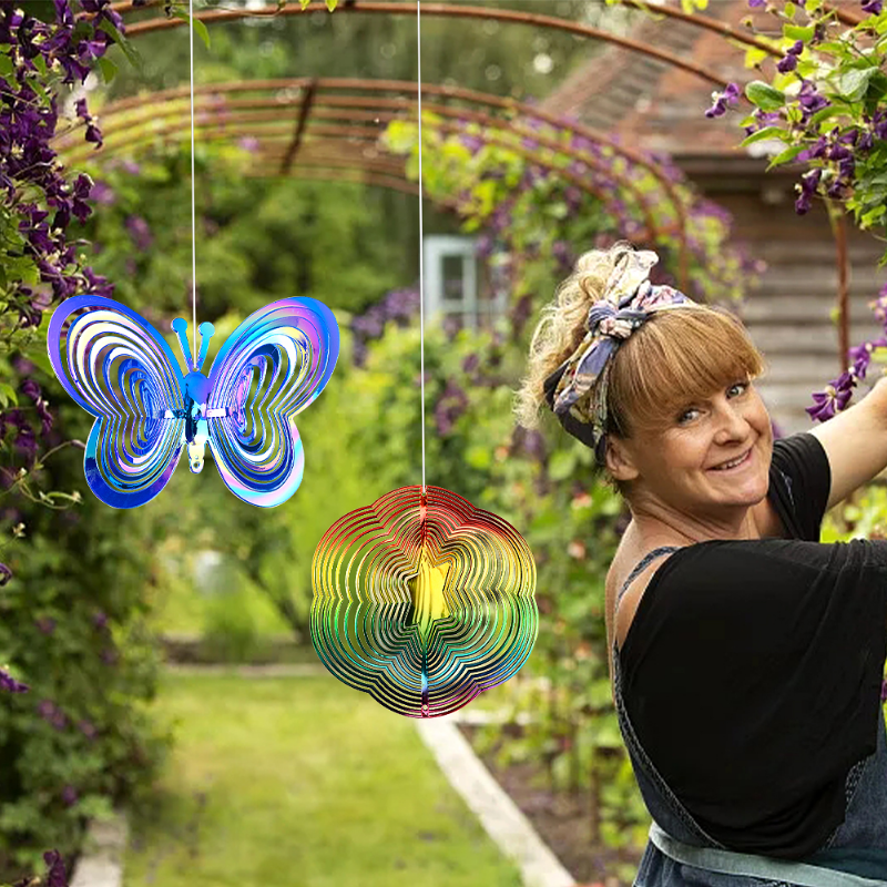 Penghalau burung kupu-kupu reflektif taman kincir angin dekorasi gantung lonceng angin Spinner Angin perlengkapan berkebun
