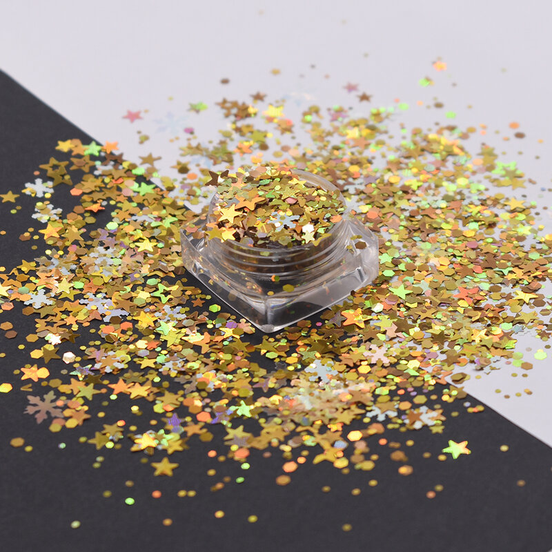 20 g/saco natal arte do prego glitter 3d laser colorido mulit-forma lantejoulas diy mix forma hexágono flocos manicure decorações