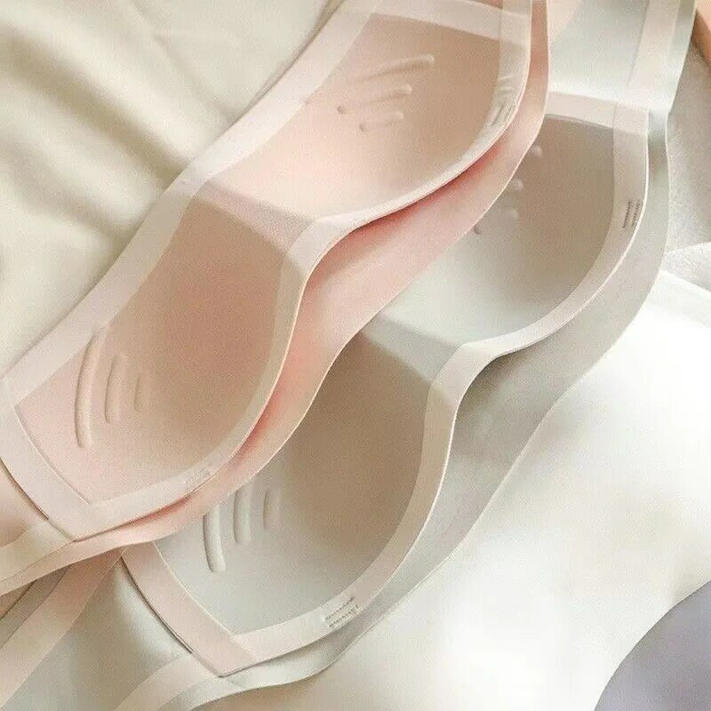 Sutiã sem alças underwear feminino fino antiderrapante não marcação invisível coleção mama suplemento jelly bra