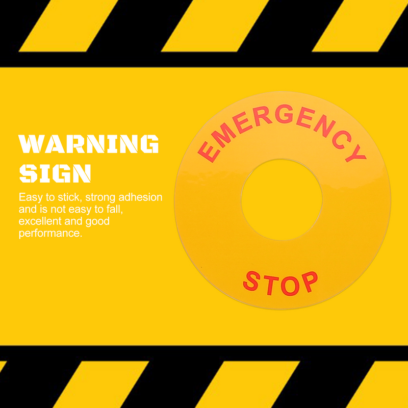 8pcs Emergency Stop Warning Label Sticker Warning Emergency Stop Sign Decal