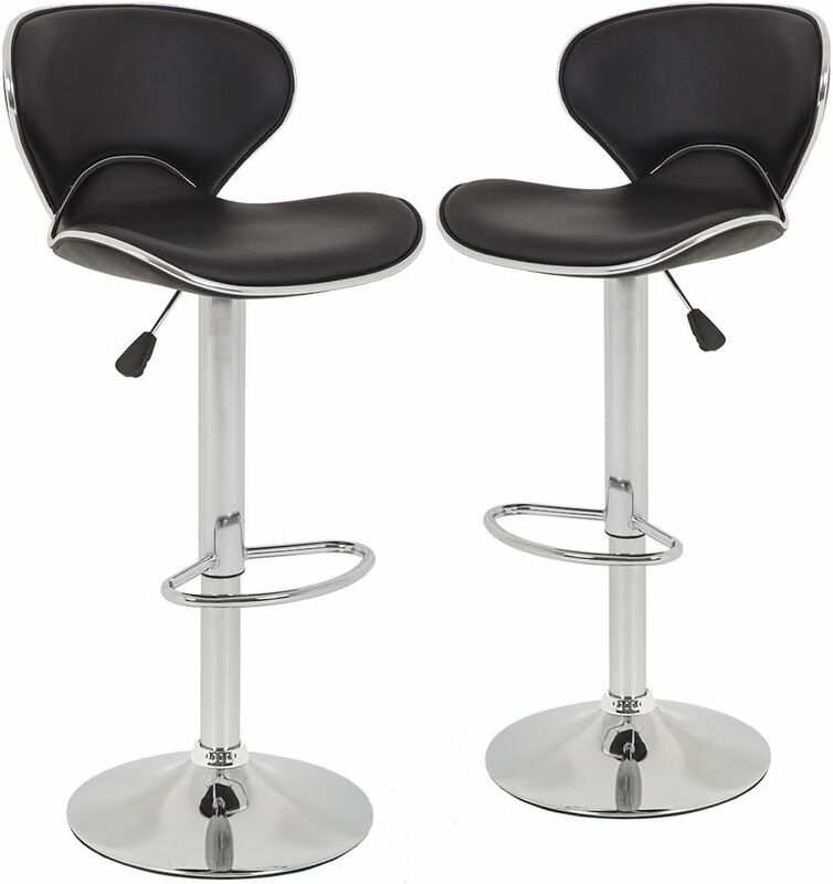 2 buah bangku Bar, Meja tinggi dapat disesuaikan kursi Bar dengan punggung kulit PU bangku Bar putar bangku meja dapur kursi makan