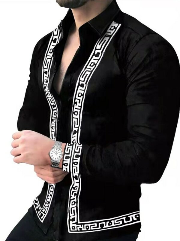 Camicie Casual hawaiane stampate da uomo primaverili stile inglese Streetwear abbigliamento da uomo Cardigan camicia a maniche lunghe di fascia alta